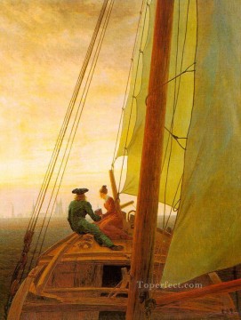  David Art Painting - On Board a Sailing Ship Romantic boat Caspar David Friedrich